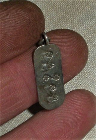 Antique C.  1930 Navajo Coin Silver Pendant Charm Flower Stampwork Vafo