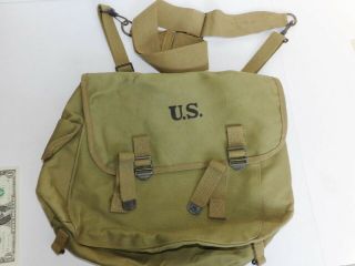 Ww2 Us Gi M - 1936 Waterproof Khaki Od - 3 1941 Musette Bag W/ 1940 Strap