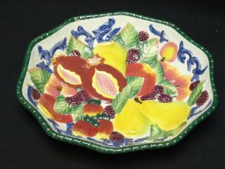 Vintage Fitz And Floyd Large Ceramic Florentine Fruit Centerpiece Platter