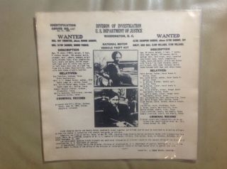 1934 Bonnie & Clyde Fbi Wanted Poster Nm