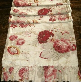 WAVERLY Vintage Norfolk Rose Floral RUNNER Tablecloth Size 71.  5 