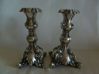 VINTAGE STERLING SILVER - SMALL MEDIUM SIZE - POLISH STYLE - CANDLESTICKS 2