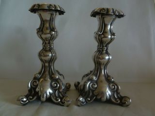 VINTAGE STERLING SILVER - SMALL MEDIUM SIZE - POLISH STYLE - CANDLESTICKS 3