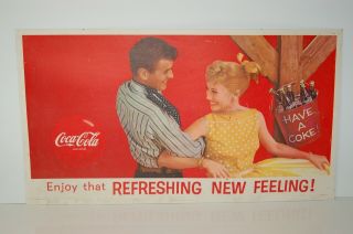 Vintage Coca Cola Double Sided Cardboard Advertising Sign Lithograph 20 " X 36 "