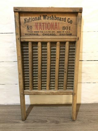Euc Vintage Antique National Washboard Co The Brass King No.  801 Old Wash Board