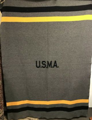 Vintage Usma West Point Cadet Military Academy Wool Blanket North Star 63x86