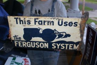 Vintage C.  1950 Ford Tractor Ferguson System Farm Gas Oil 22 " Metal Sign