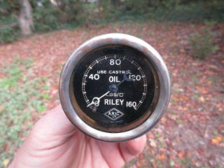 Antique Vintage Riley Aric Oil Gauge 160 Lbs 2 1/8 " Wide Austin 7 Morris Crowley