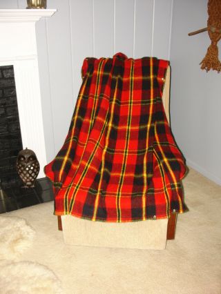 Vintage Red Black Plaid Snap Blanket Throw Snuggy Room Warmer