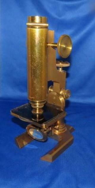 Rare Antique L.  Schrauer (ny) Heavy Brass Microscope In Case W/ Lenses