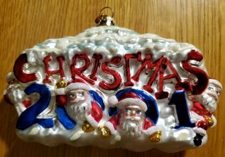 Vintage Christopher Radko 2001 Santa Claus Blown Glass Christmas Tree Ornament