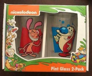 Nickelodeon Ren And Stimpy 16 Oz Pint Glass 2 - Pack