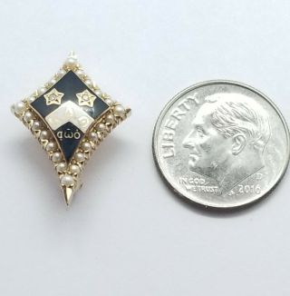 VINTAGE Kappa Alpha Theta Badge - 14k Gold Diamonds Pearls Sorority Pin 2