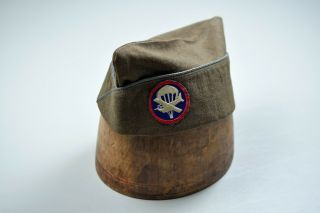 Wwii U.  S.  Airborne Infantry Enlisted Man Od Wool Overseas Cap