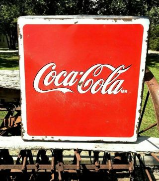 Vintage Sign Mexico Coca Cola Coke Porcelain Metal Table Top Repurpose Furniture