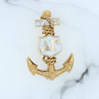 Delta Gamma Badge - 14k Yellow Gold Greek Anchor 1923 Sorority Pin