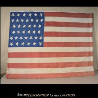 Antique 1877 - 90 38 Star American Flag Colorado Admission