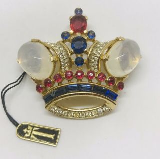 Iconic Large Trifari Alfred Philippe Moonstone Cabochon Royal Coronation Crown