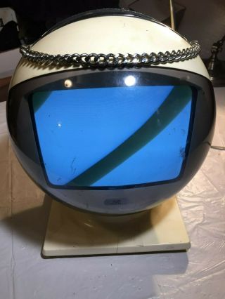 Vintage Jvc Model 3250 Space Ball Tv Television Retro Blue Screen