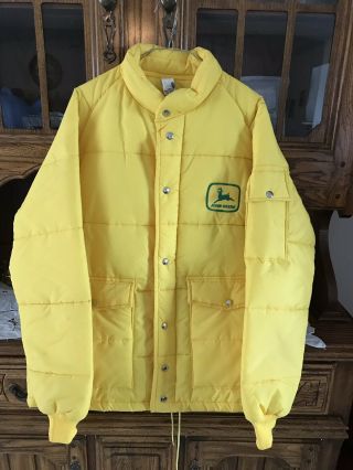 Vintage John Deere Jacket Coat Yellow Mens Size Large