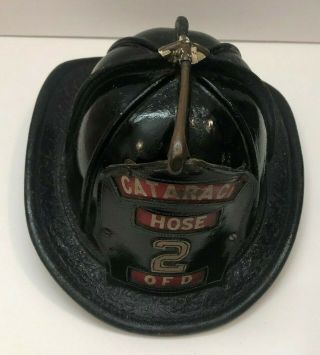 Vntg Cairns & Bros Fire Fighter Department Leather Helmet Shield 2 Cataract