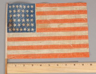 1876 Antique Authentic Colorado 38 Star American Flag,  7 - 6 - 6 - 6 - 6 - 7 Pattern,  Nr
