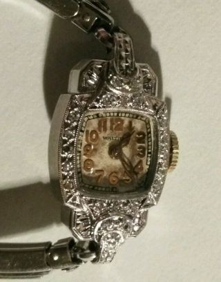 Waltham Ladies 14k.  Solid Gold Diamond Wrist Watch 17 Jewel 20 Diamonds (1920 