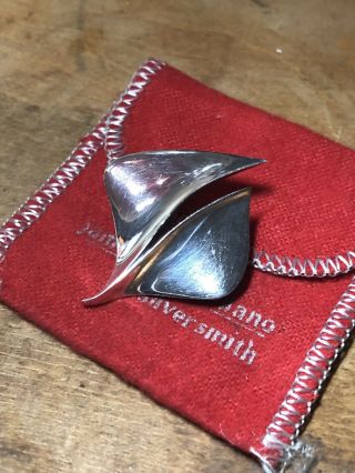 Pearson Designer 1960’s Modernist Leaf Brooch Sterling Silver