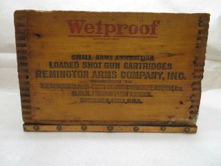 Vintage Remington Umc Nitro Club Wetproof Wooden Crate 12 Ga Rabbit Load 6