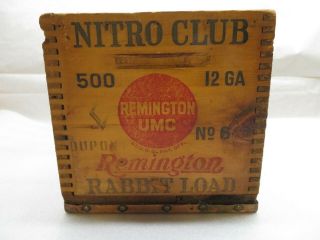Vintage Remington UMC Nitro Club Wetproof Wooden Crate 12 GA Rabbit Load 6 2