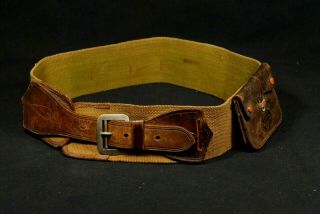 Ww2 Japanese Army Ija Canvas Cotton Belt With Leather Pouch　