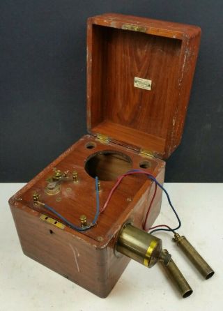 Electric Shock Therapy Machine Brass & Wood Antique Vintage W J Corse Plymouth