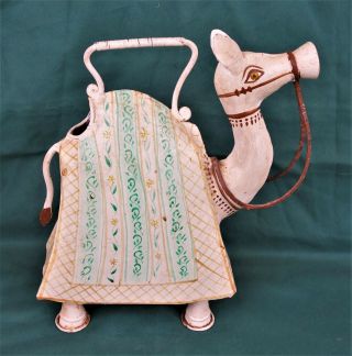 Vintage Hand Painted Metal Figural Camel Watering Can Middle Eastern