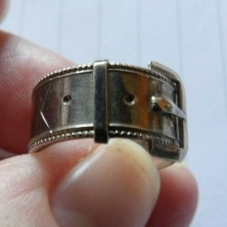 Victorian Hallmarked Sterling Silver Buckle Ring Birmingham 1883 Size K/l Yash56