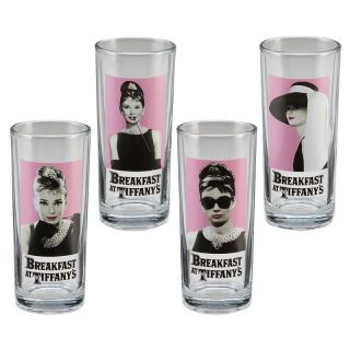 92012 Set/4 Audrey Hepburn Glass 10oz Cooler Breakfast At Tiffany 