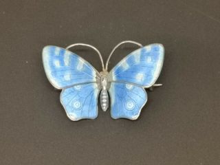 Antique Marius Hammer Sterling Silver Enamel Butterfly Brooch