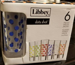 Set of 6 Libbey Polka Dot Shot Glasses 2