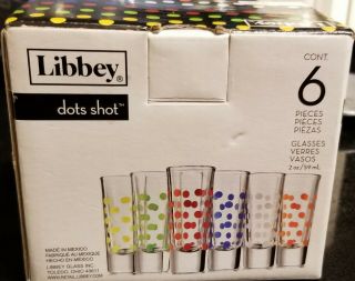 Set of 6 Libbey Polka Dot Shot Glasses 3