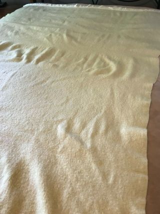 Vintage Chatham Wool Blanket Ivory with Nylon Binding 60 x 80 
