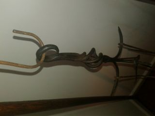 A RARE OLD HANGING WROUGHT IRON CANDLE Holder with 4 hooks 2
