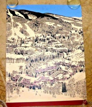 Vintage Pictorial Map Beaver Creek Co Rocky Mountain Lodge By Carlos Diniz 1982