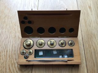 Vintage - Antique Boxed Set Of Brass Balance - Scale Weights