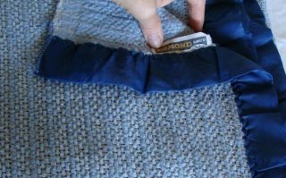 Vtg Esmond Chatham Blue Woven Acrylic Blanket Bedspread Satin Trim Twin 67X79 2