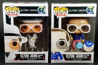 Elton John Set Of Two Pop Rocks Figures By Funko.  62 Greatest Hits,  63 Rwb Nib