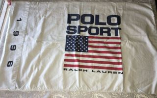 Vtg Ralph Lauren Polo Sport Red White Blue Flag Pillow Case 1996 100 Cotton
