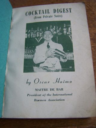 COCKTAIL DIGEST - OSCAR HAIMO - SOFTCOVER 1944 3