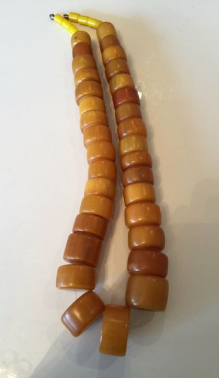 Antique Huge Bakelite Butterscotch Amber Prayer Beads Necklace 272g
