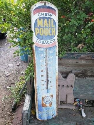Vintage Mail Pouch Tobacco Thermometer Advertising Sign