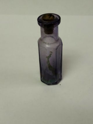 Antique Purple Glass Bottle W Cork Stopper