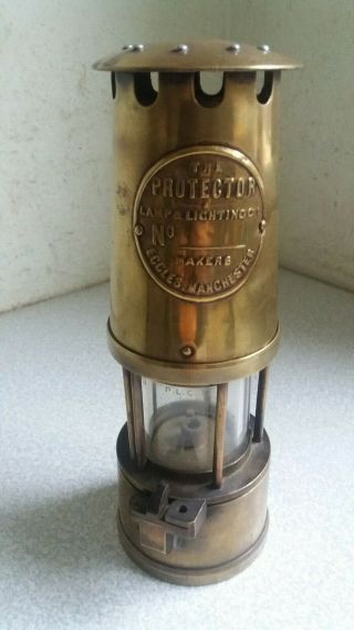 Vintage Brass Coal Miners Lamp - The Protector Utility Lamp